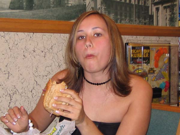 Nicole eating Subway