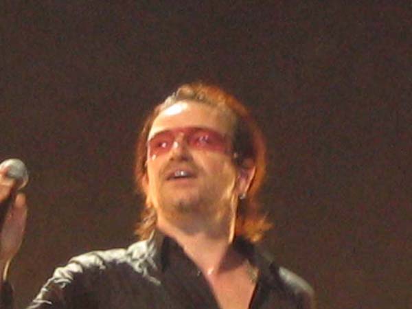 Bono looks at crowd